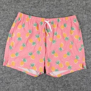 Bear Bottom Swim Trunk Mens 2XL Pink Pineapple Print Mesh Lined Pool‎ Beach